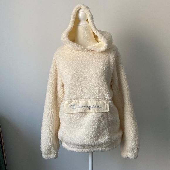 Champion Tops - Champion White Hooded Sherpa with Kangaroo Pouch